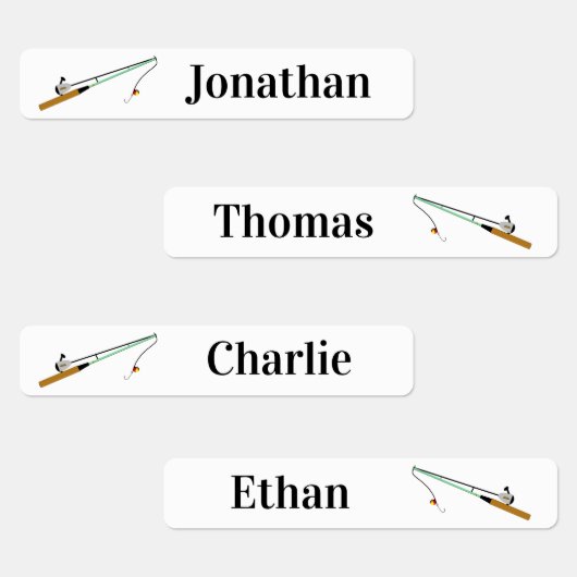 4 Verschiedene Namen für den Fischfang Eisen auf E Etiketten (Gruppe)