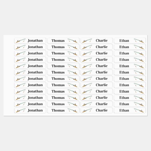 4 Verschiedene Namen für den Fischfang Eisen auf E Etiketten (Blatt)