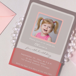 4. vierter Geburtstag rosa Einladung Mädchen Foto