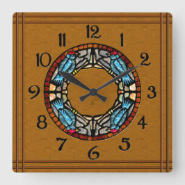 4 Vögel entsteinen Mosaik Quadratische Wanduhr