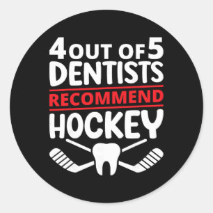 4 von 5 Zahnärzten empfehlen Eishockey lustig auch Runder Aufkleber