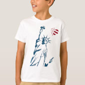 4. von Juli-Freiheits-Statue-Herz US-Flagge T-Shirt (Vorderseite)