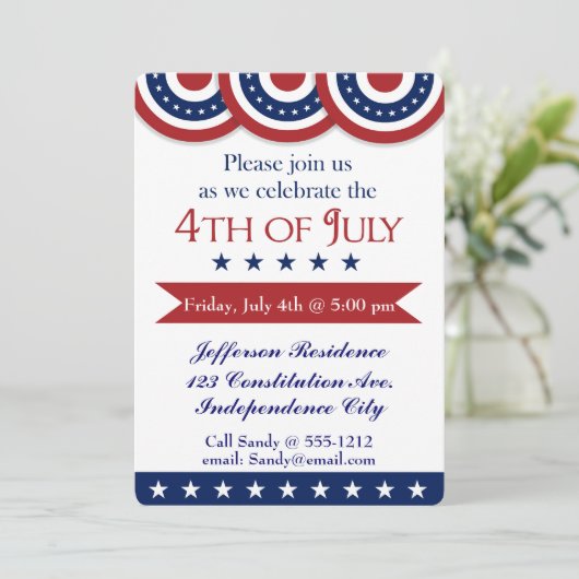 4. von Juli-Party Einladung kundengerecht (Stehend Vorderseite)