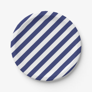 4. Von Juli Stripes blaues Weiß Party-PapierTeller Pappteller