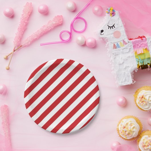 4. Von Juli Stripes rotes Weiß Party-PapierTeller Pappteller (Party)