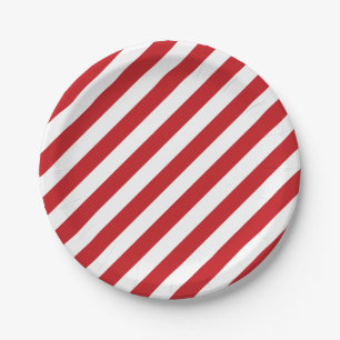 4. Von Juli Stripes rotes Weiß Party-PapierTeller Pappteller