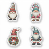 4 Weihnachts Gnome Holiday Stickers Aufkleber (Vorderseite)