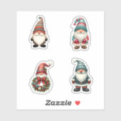 4 Weihnachts Gnome Holiday Stickers Aufkleber (Blatt)