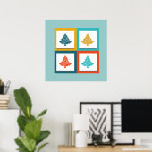 4 Weihnachtsbäume Retro-Design Poster (Heimbüro)
