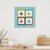 4 Weihnachtsbäume Retro-Design Poster (Küche)