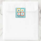 4 Weihnachtsbaumen Retro Design Danke Quadratischer Aufkleber (Tasche)