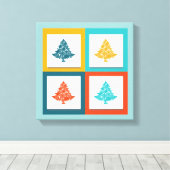 4 Weihnachtsbaumen Retro Design Leinwanddruck (Insitu (Holzboden))