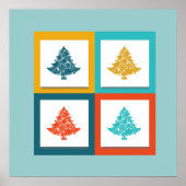 4 Weihnachtsbaumen Retro Design Poster (Vorne)
