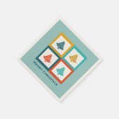 4 Weihnachtsbaumen Retro Design Serviette (Ecke)