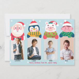 4 Weihnachtscharakter Foto Weihnachtskarte Feiertagskarte
