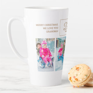 4 Weihnachtsfotos Durch den Schnee rasen Großelter Milchtasse