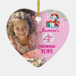 4. Weihnachtsgeschenk Personalisiertes Girl Foto H Keramik Ornament