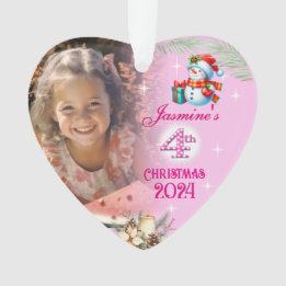 4. Weihnachtsgeschenk Personalisiertes Girl Foto H Ornament