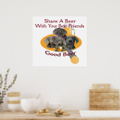 4 Weimaraner teilen sich ein Bierposter Poster (Küche)
