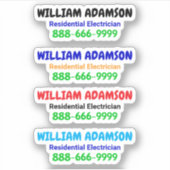 4 Werbe-Elektro-Telefonnummer | Kontakt Aufkleber (Vorderseite)