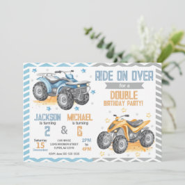 4 Wheeler Quad Bike ATV Joint Birthday Invitation Einladung