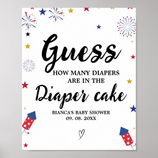 4. Windelkuchen mit Baby Shower Game Poster (Vorne)