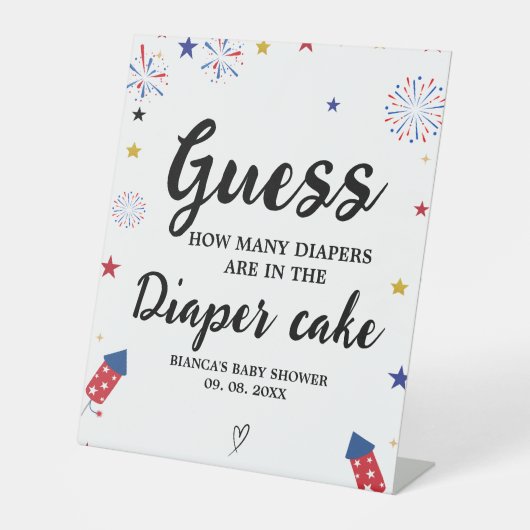 4. Windelkuchen mit dem Baby Shower Game-Zeichen Sockelschild (Vorderseite)