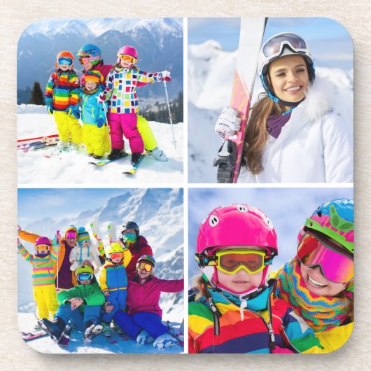 4 Winterferien-Foto-Raster-Collage Getränkeuntersetzer (Vorderseite)