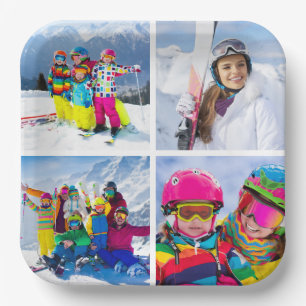 4 Winterferien-Foto-Raster-Collage Pappteller