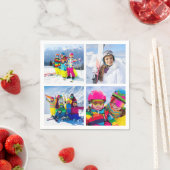 4 Winterferien-Foto-Raster-Collage Serviette (Beispiel)
