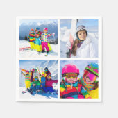 4 Winterferien-Foto-Raster-Collage Serviette (Vorderseite)