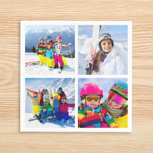 4 Winterferien-Foto-Raster-Collage Serviette
