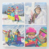 4 Winterferien-Foto-Raster-Collage Steinuntersetzer (Vorderseite)