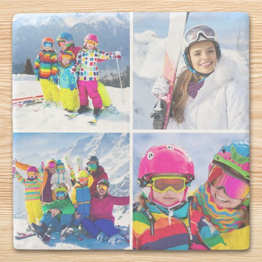 4 Winterferien-Foto-Raster-Collage Steinuntersetzer
