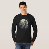 4 Wolves Howling Full Moon in Background - Wolf Lo T-Shirt (Vorne ganz)