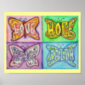 4 Wörter Schmetterlingswings Inspirative Art Poste Poster (Vorne)