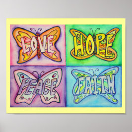 4 Wörter Schmetterlingswings Inspirative Art Poste Poster