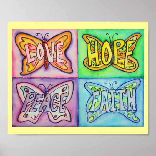 4 Wörter Schmetterlingswings Inspirative Art Poste Poster (Vorne)