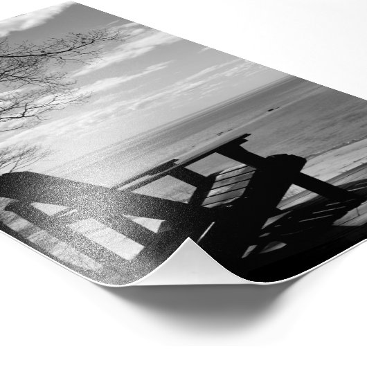 4"x6", B&W Beach Szene mit Adirondack-Stuhl Fotodruck (Ecke)