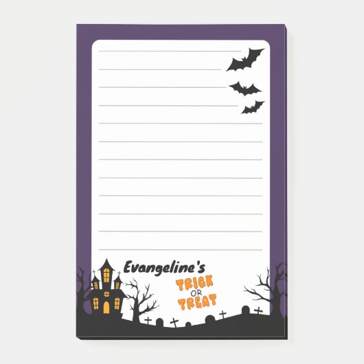 4"x6" Spuk Haus & Spooky-Bäume Post-it Klebezettel (Vorderseite)