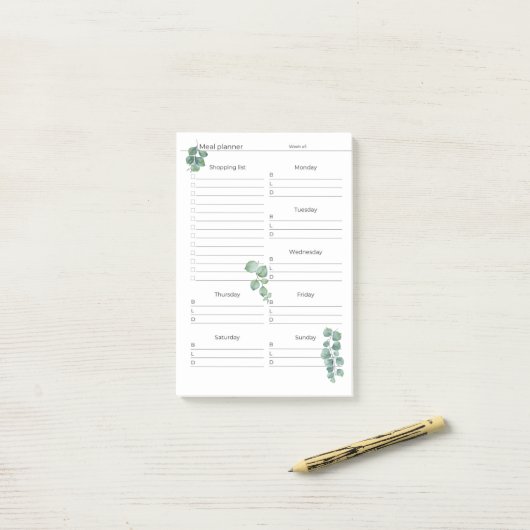 4"x6" wöchentliche Blätter für Speisen/Einkäufe ab Post-it Klebezettel (Auf Schreibtisch)