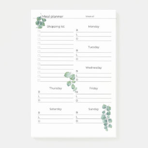 4"x6" wöchentliche Blätter für Speisen/Einkäufe ab Post-it Klebezettel