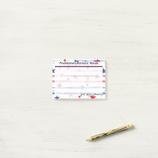 4" x 3" Vaterblau und rot US Flagge Post-it Klebezettel (Auf Schreibtisch)