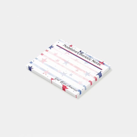 4" x 3" Vaterblau und rot US Flagge Post-it Klebezettel (angewinkelt)