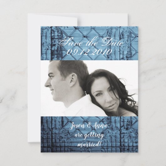 4 x 5 Save the Date Karte Rustikale Zinndeckelober (Vorderseite)