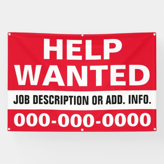 4' X 6' Hilfe Gewollt Banner (Horizontal)