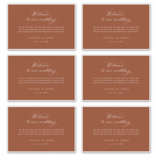 4 x 6 Welcome Geschenkboxen Labels Hotel Bag Stick (Vorderseite)