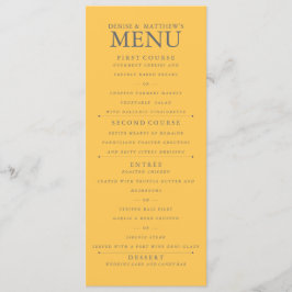 4" x 9" Coffodic Yellow Wedding Menu Menükarte