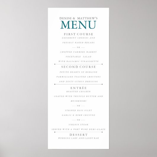 4" x 9" Harbour Blue Menu Poster (Vorne)