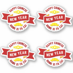4 x Chinesisches Neujahr Gong Xi Fa Cai - Wunschve Aufkleber